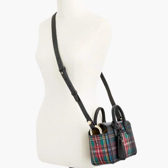 J. Crew Black Stewart Plaid Harper Mini Convertible Crossbody Satchel Bag - Picture 2 of 16